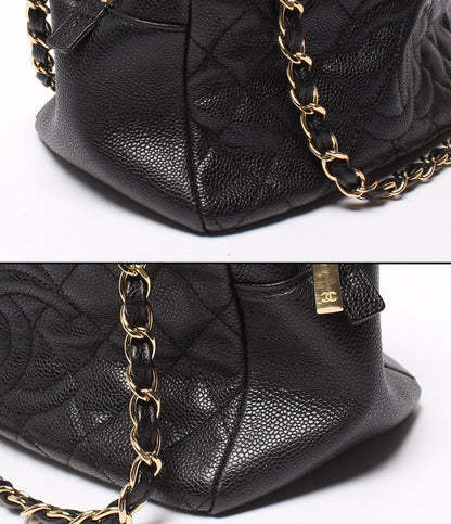 CHANEL チェーンショルダーバッグ 肩掛け ゴールド金具 マトラッセ キャビアスキン プチタイムレス PTT A18004 レディース シャネル