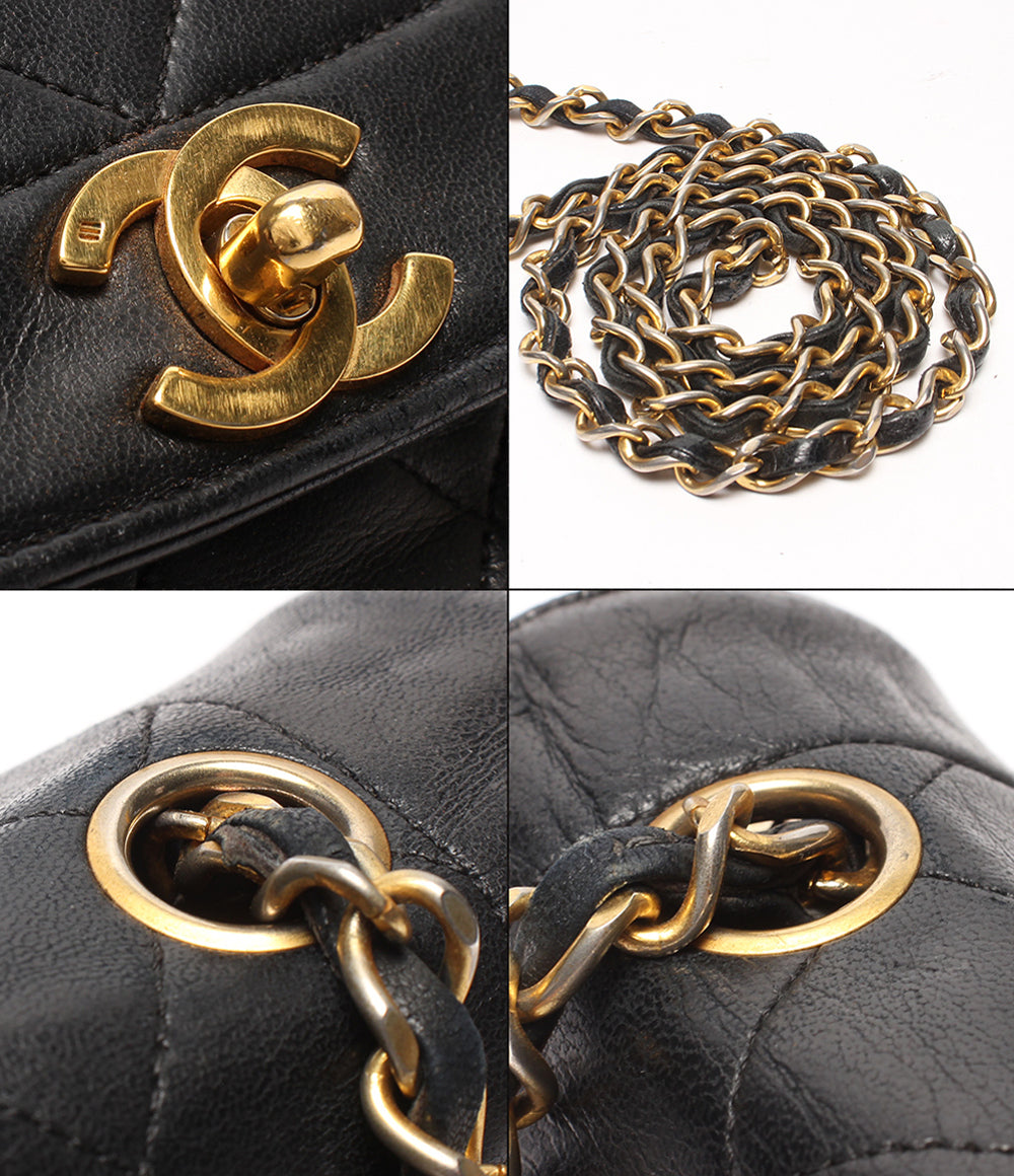 CHANEL チェーンショルダーバッグ 肩掛け ゴールド金具 シングルチェーン シングルフラップ ダイアナ25 マトラッセ ラムスキン レディース シャネル