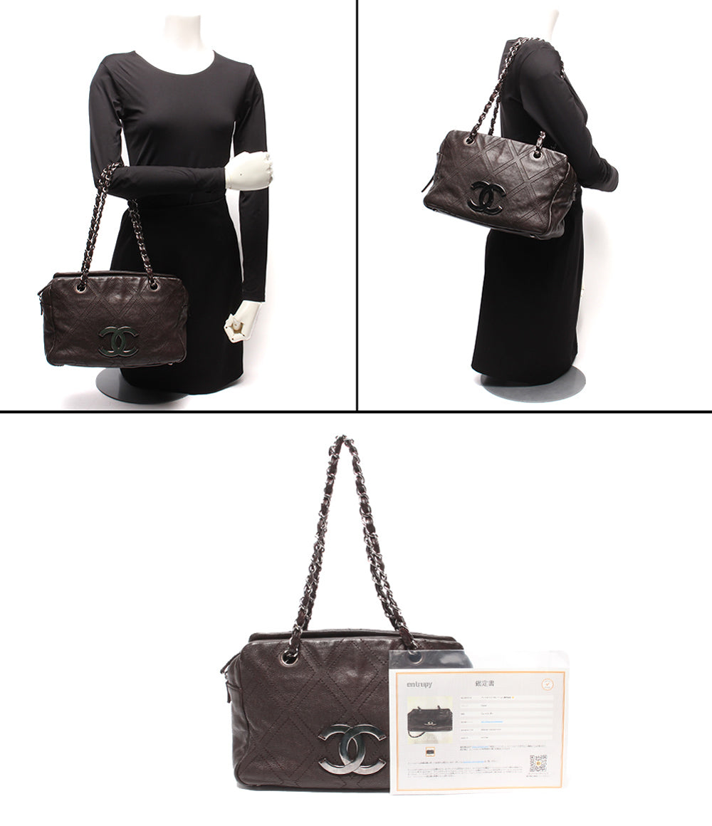 CHANEL チェーントートバッグ ショルダーバッグ 肩掛け シルバー金具 ダイヤモンドステッチ 10番台 レディース シャネル