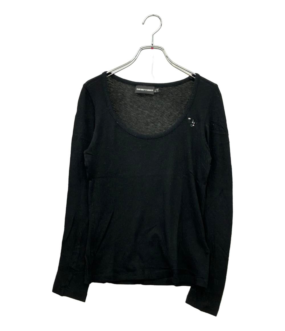 Emporio Armani 長袖ニット スパンコールロゴ UEPC 2072 295 GDM441N-12 レディース レディース SIZE 38 (S) エンポリオ・アルマーニ