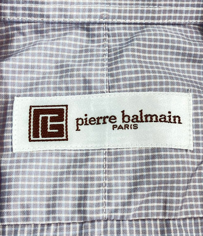 美品 ピエール・バルマン 長袖シャツ チェック柄 メンズ Pierre Balmain