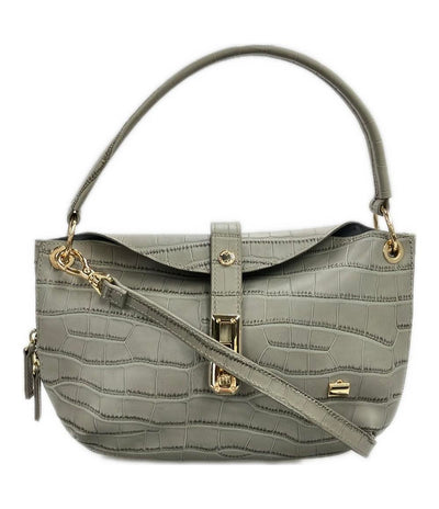 美品 LA BAGAGERIE ハンドバッグ ショルダーバッグ 2WAY 斜め掛け クロコ型押し レディース ラバガジェリー