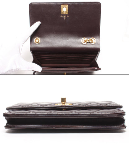 CHANEL チェーンウォレット ゴールド金具 マトラッセ ラムスキン AP3043 レディース シャネル