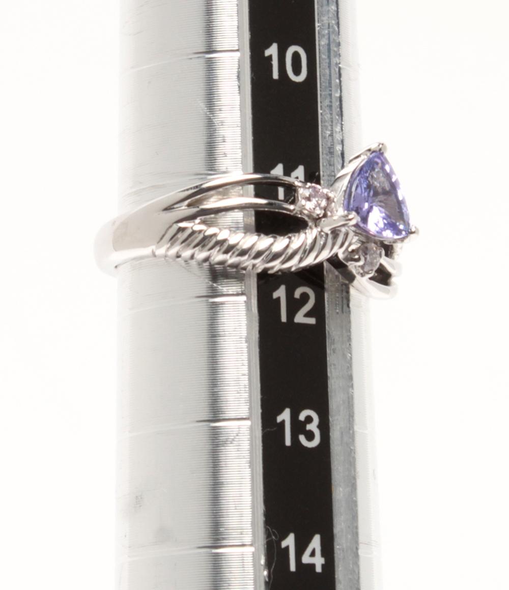 美品 リング 指輪 K18WG タンザナイト 0.64ct ピンクダイヤ 0.05ct レディース SIZE 11号