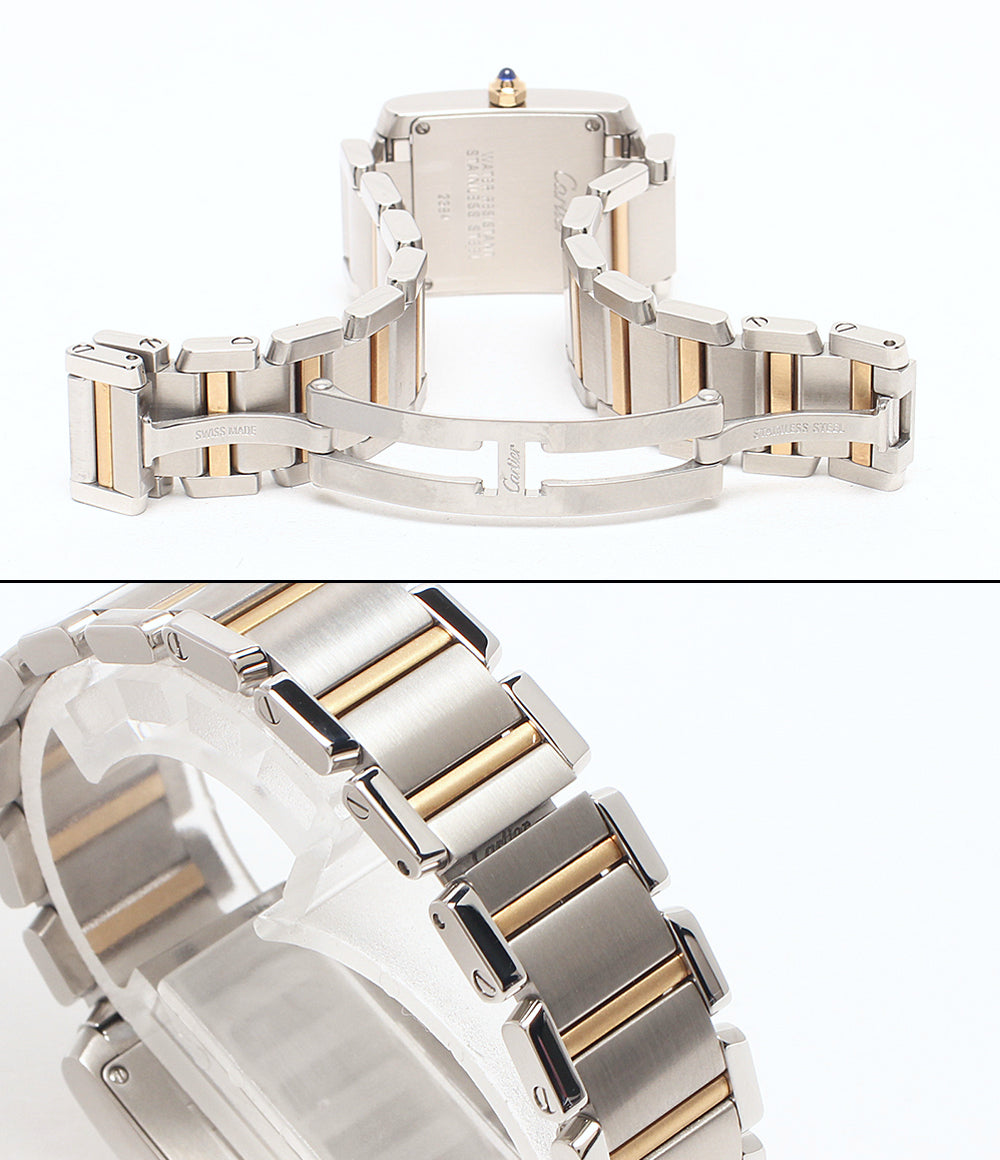 美品 Cartier 腕時計 タンクフランセーズSM クオーツ ホワイト 2384 レディース カルティエ