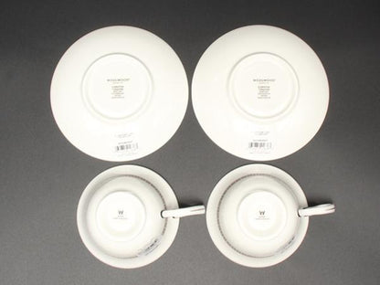 美品 ウエッジウッド カップ＆ソーサー 2客セット ペア フロレンティーン ターコイズ WEDGWOOD