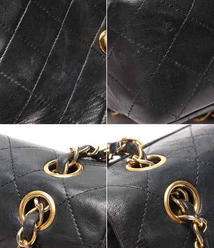 CHANEL チェーンショルダーバッグ 肩掛け ゴールド金具 マトラッセ25 ラムスキン ダブルチェーン ダブルフラップ 1番台 レディース シャネル