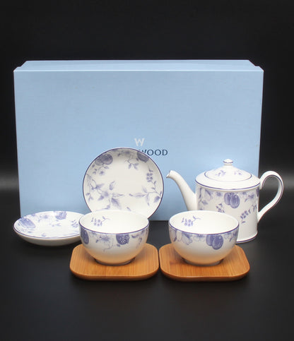 美品 WEDGWOOD ジャパニーズティーカップ 茶托 ティーポット 小皿 豆皿 ミニプレート 5点セット ブループラム ウェッジウッド