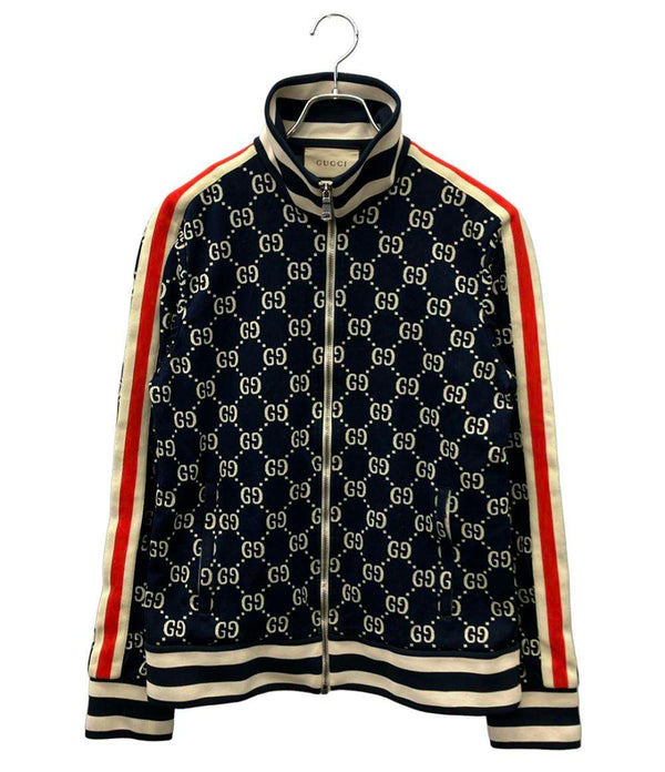 GUCCI GG総柄 ジャカード トラックジャケット ネイビー×レッド Lサイズ GUCCI トラックジャケット GGジャカード GG総柄 18AW GG Jacquard
