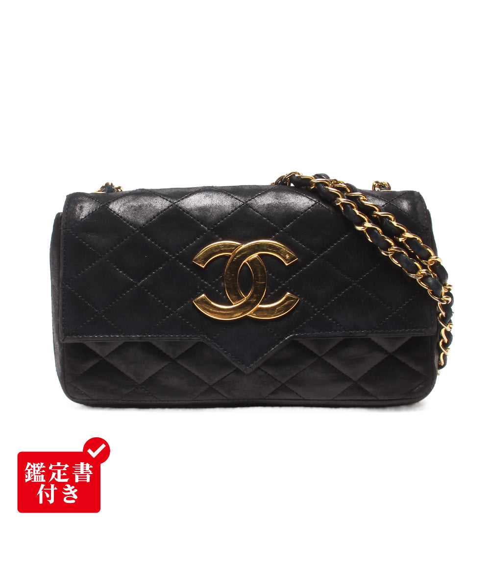 CHANEL チェーンショルダーバッグ ゴールド金具 シングルチェーン シングルフラップ デカココ マトラッセ レディース シャネル