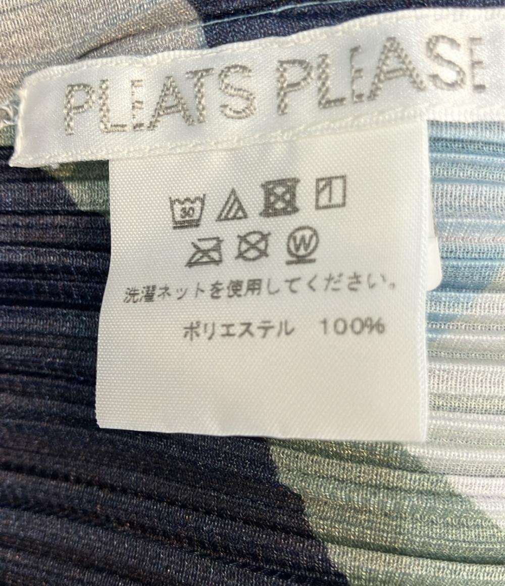 PLEATS PLEASE ノースリーブワンピース 18AW 総柄 幾何学模様 ロング丈 シャツ チュニック プリーツ PP83-JE743 レディース SIZE 3 (L)