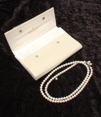 ミキモト 美品 ロングネックレス K14WG パール6.0-7.0mm Mチャーム付 レディース (ネックレス) MIKIMOTO–rehello  by BOOKOFF