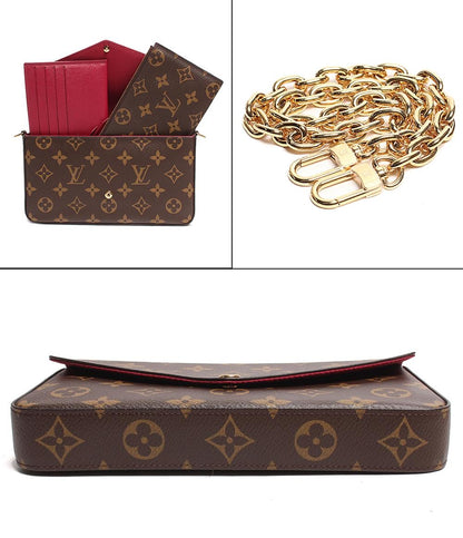 ルイ・ヴィトン チェーンウォレット ゴールド金具 ポシェット フェリシー モノグラム キャンバス フューシャ M81896 レディース LOUIS VUITTON
