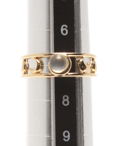 美品 スタージュエリー リング 指輪 K18 ムーンストーン 月モチーフ レディース SIZE 7号 STAR JEWELRY