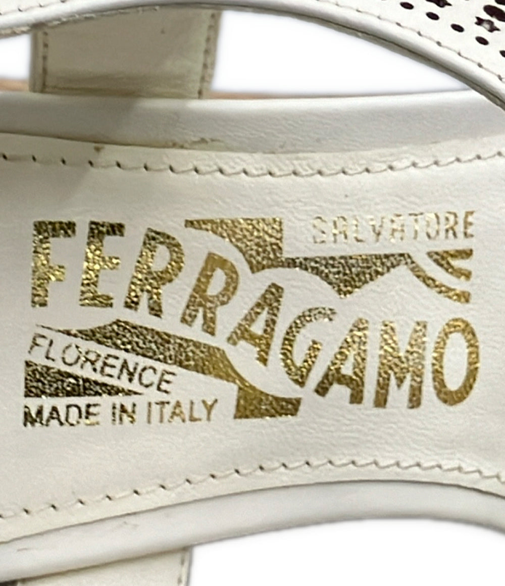Salvatore Ferragamo アンクルストラップサンダル ウェッジソール ガンチーニ OC1434 レディース SIZE 7 サルヴァトーレフェラガモ