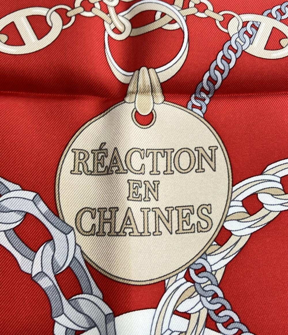 美品 エルメス スカーフ カレ90 シルク100% REACTION EN CHAINES レディース HERMES