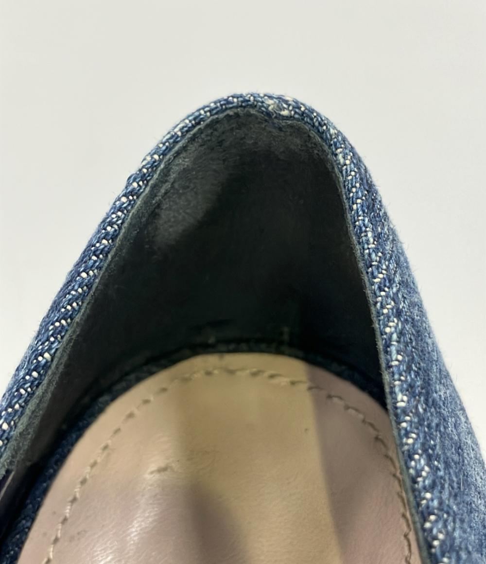 Miu Miu オープントゥサンダル デニム エスパドリーユ ビジュー