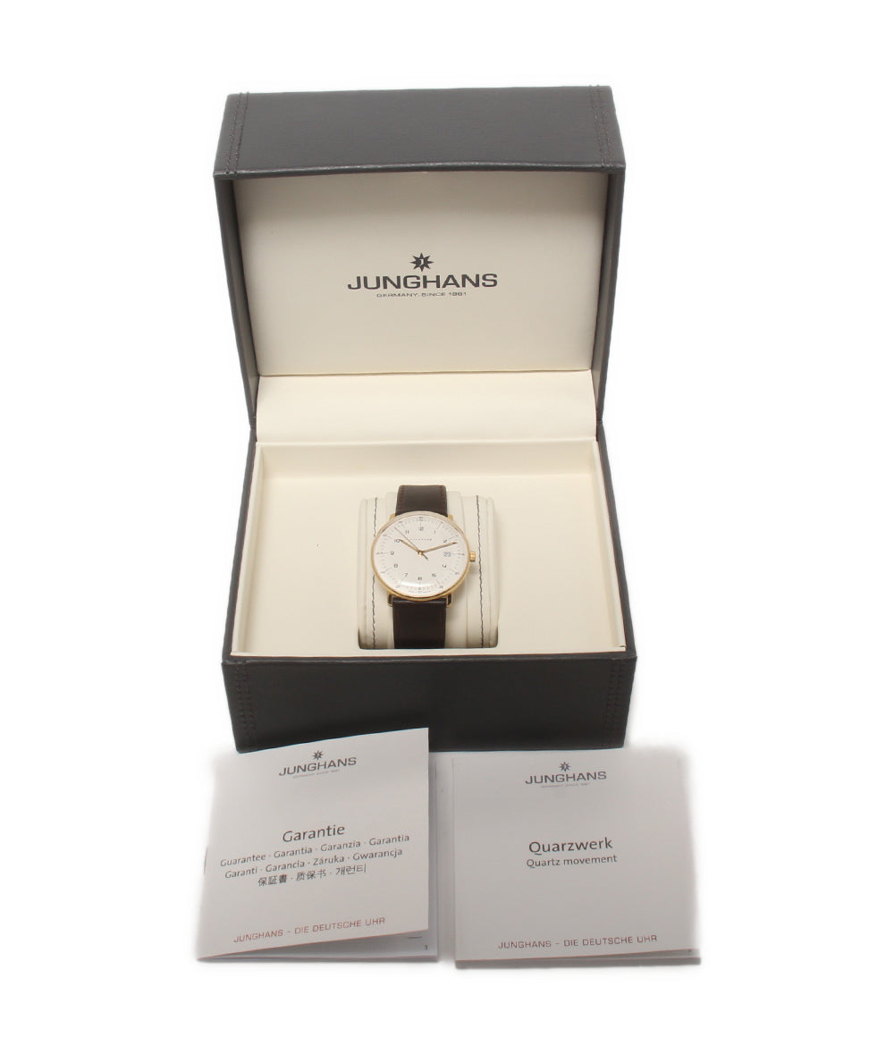 美品 JUNGHANS 腕時計 マックスビル クオーツ 041/7872.02 メンズ ユンハンス