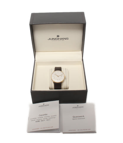 美品 JUNGHANS 腕時計 マックスビル クオーツ 041/7872.02 メンズ ユンハンス