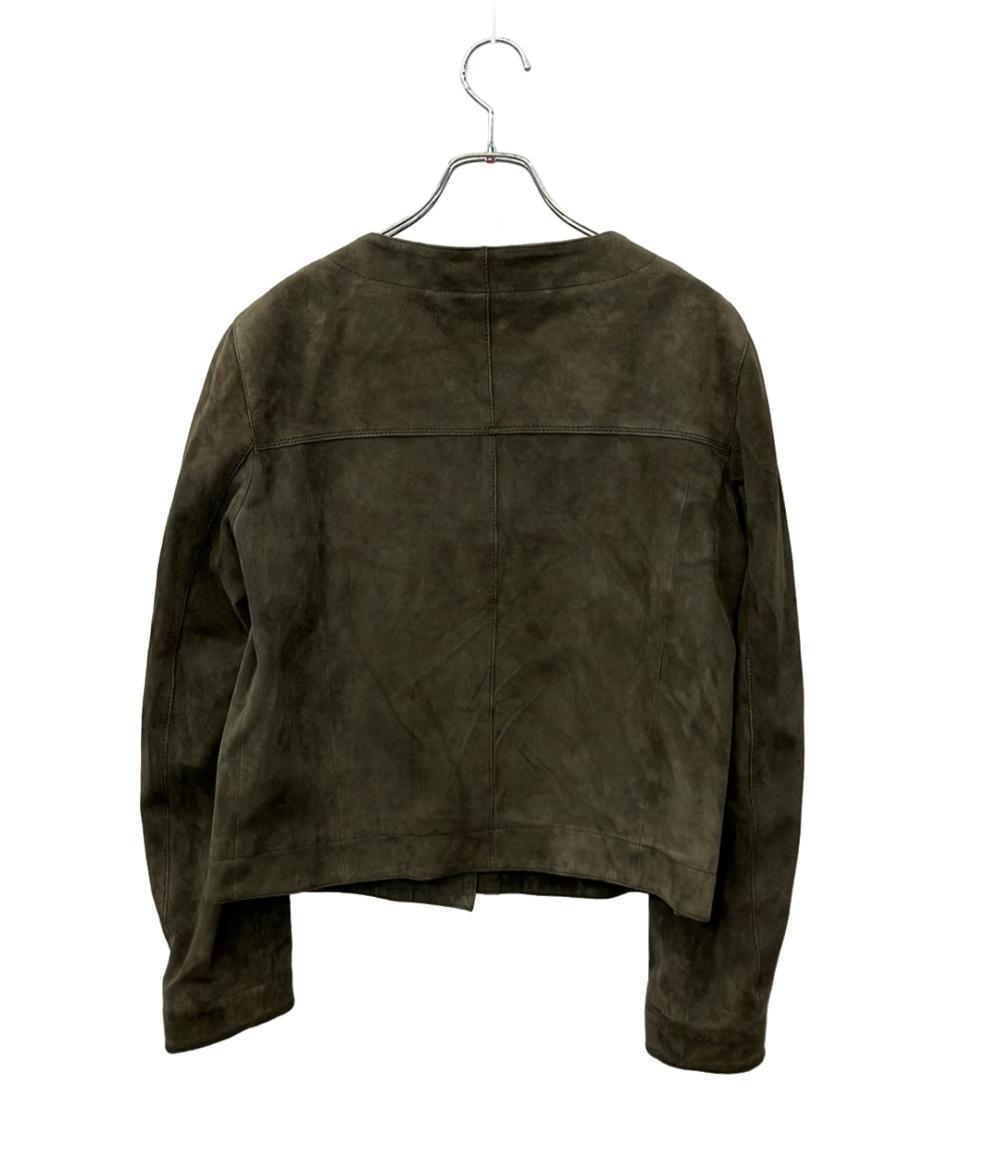 LOEWE ノーカラージャケット レザー スエード レディース SIZE 40 (M