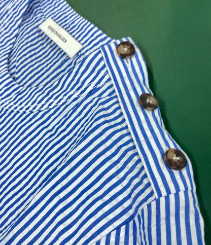 美品 セドリックシャルリエ ストライプ柄切り替え半袖ブラウス レディース (S) CEDRIC CHARLIER