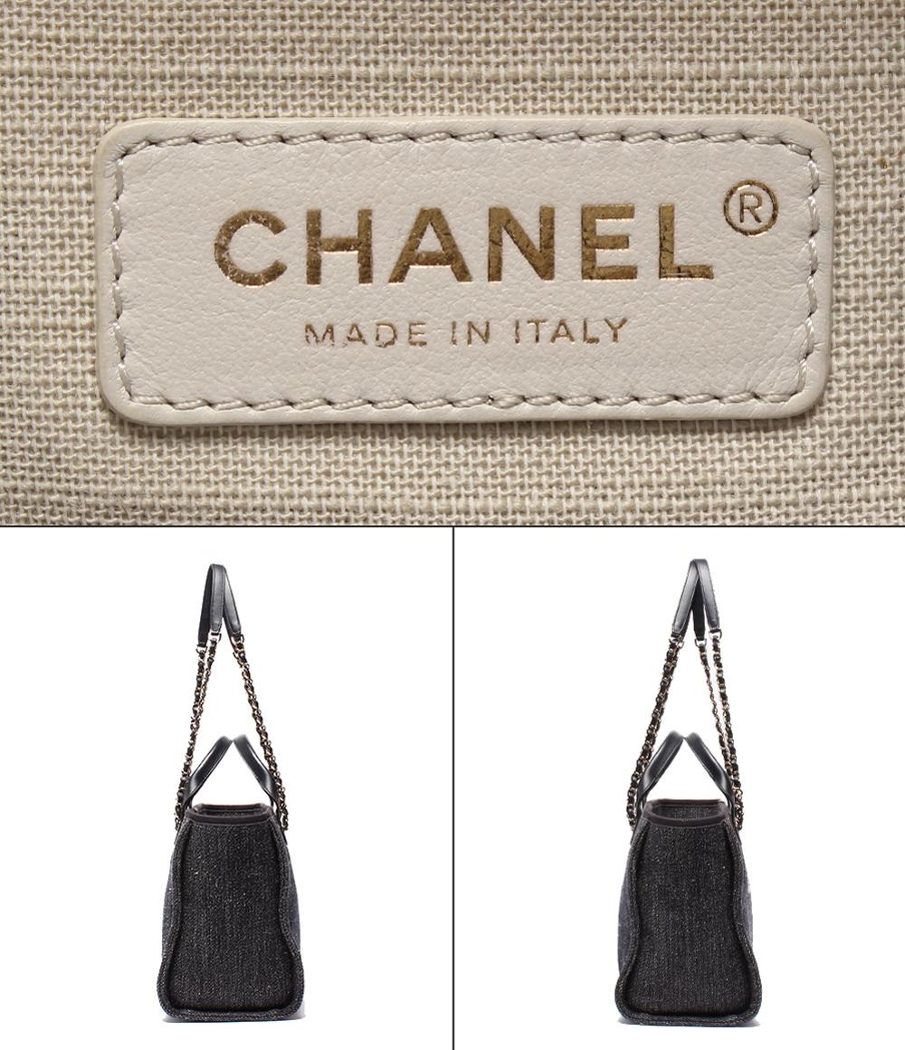 美品 CHANEL チェーンショルダーバッグ ハンドバッグ デニム ゴールド金具 ドーヴィルMM レディース シャネル