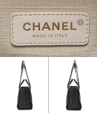 美品 CHANEL チェーンショルダーバッグ ハンドバッグ デニム ゴールド金具 ドーヴィルMM レディース シャネル