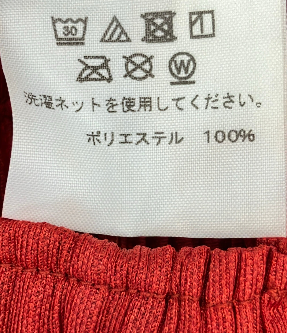 美品 PLEATS PLEASE パンツ プリーツ ワイド レッド PP83-JF434 レディース SIZE 3 (L) プリーツプリーズ