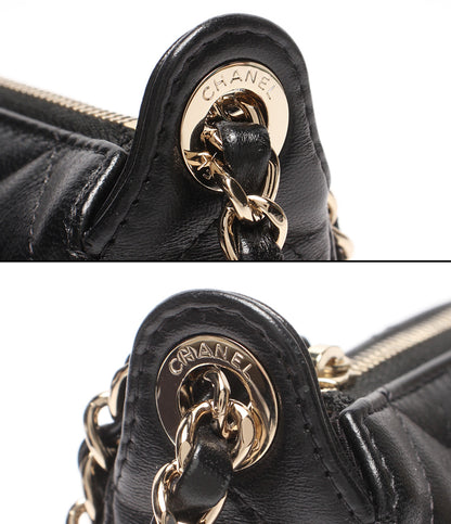 美品 CHANEL チェーンショルダーバッグ 肩掛け 斜め掛け シルバー金具 シングルチェーン シャイニークランプル マトラッセ ラムスキン AP4349