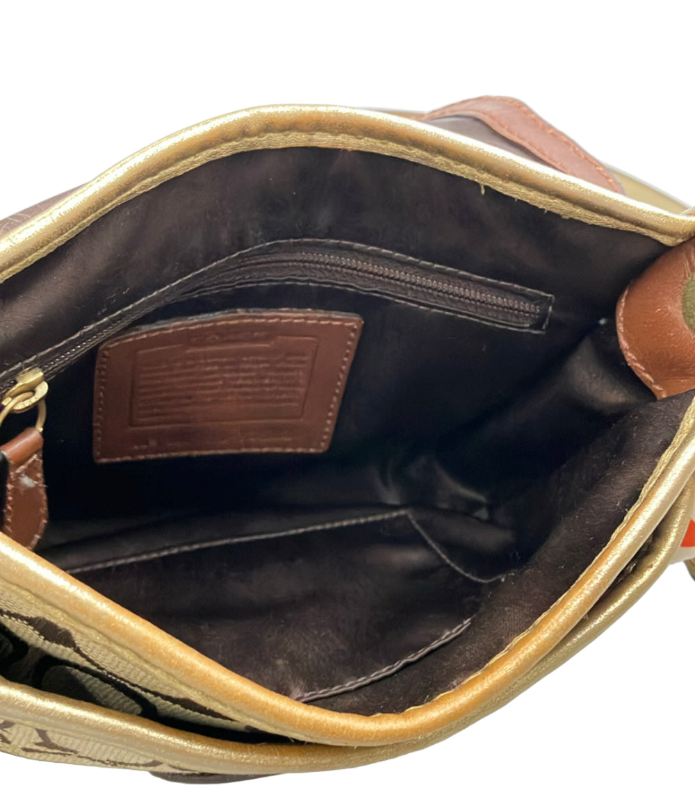COACH(コーチ) ショルダーバッグ ブリーカーシグネチャージェニー 11593 カーキ×ゴールド レザー COACH - コーチ ショルダーバッグ 斜め掛け シグネチャー 11593