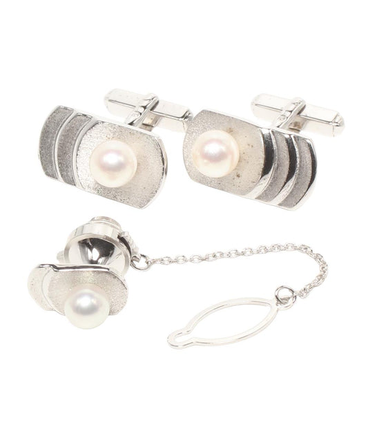 TASAKI タイピン カフス セット SV パール6.5-7.0mm メンズ タサキ