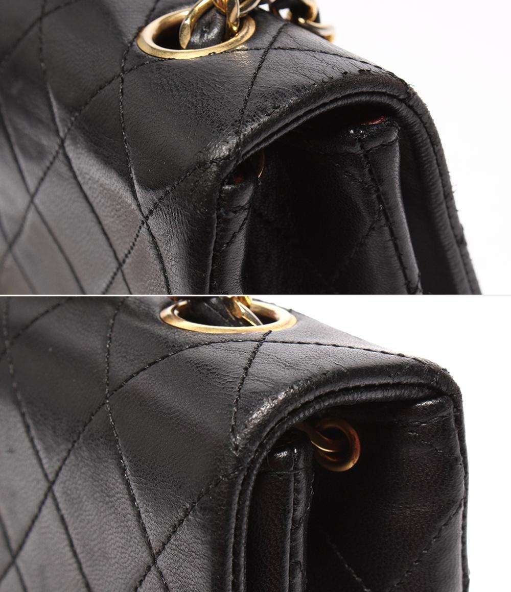 CHANEL チェーンショルダーバッグ 肩掛け 斜め掛け ゴールド金具 シングルチェーン シングルフラップ 1番台 スムースレザー マトラッセ20 レディース