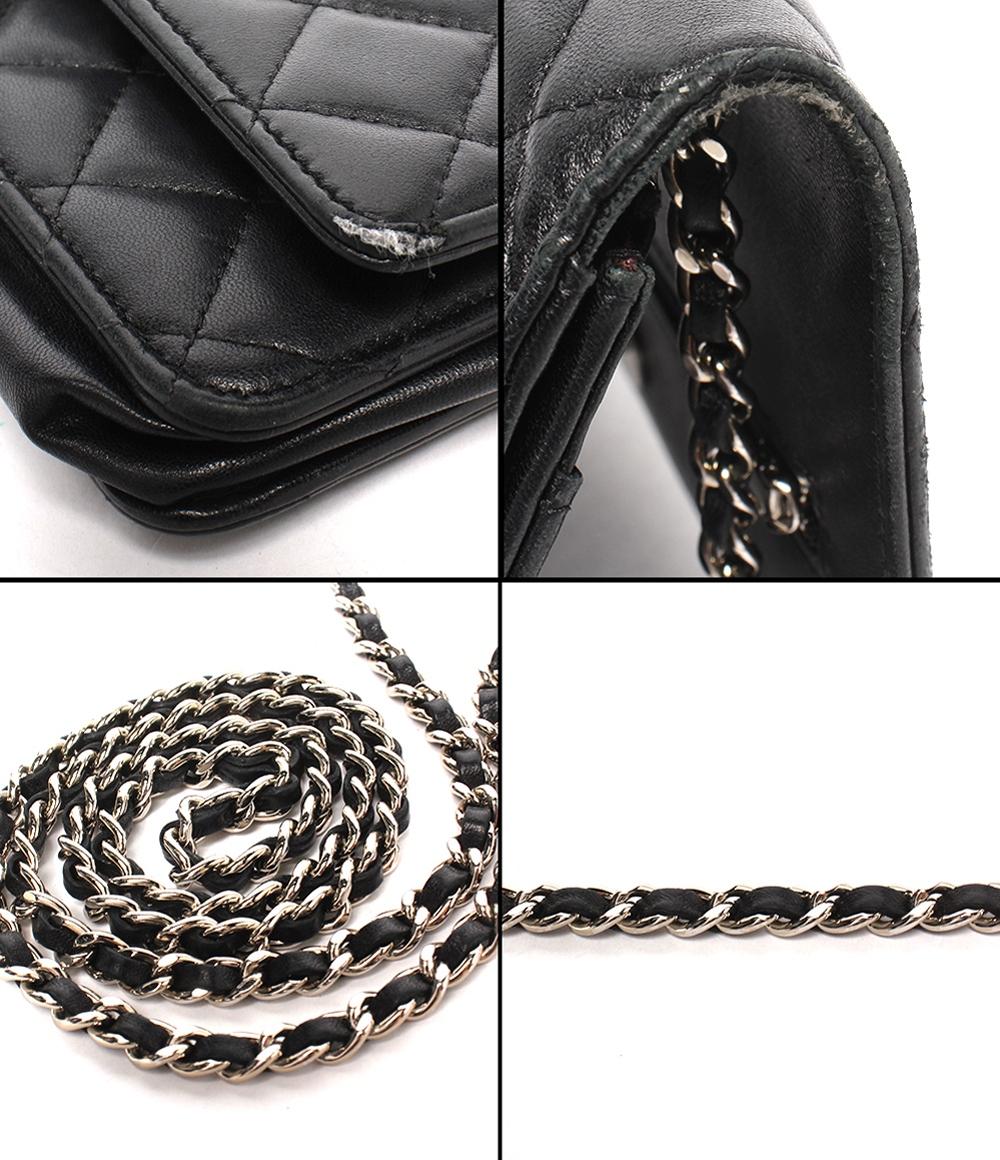 CHANEL チェーン　ショルダーバッグ ブラック　シルバーチェーン CHANEL チェーンショルダーバッグ チェーンショルダーウォレット