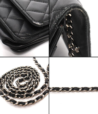 CHANEL チェーンショルダーバッグ チェーンショルダーウォレット ラムスキン シルバー金具 マトラッセ レディース シャネル
