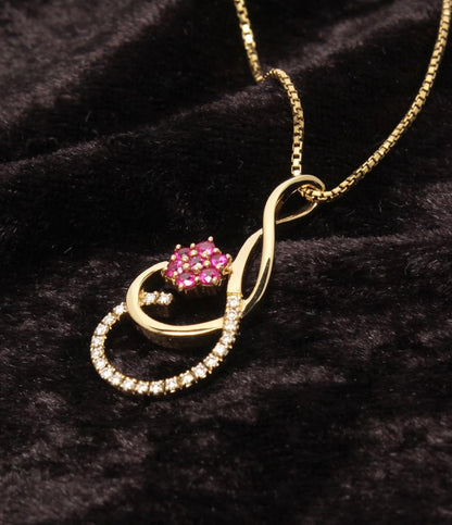 美品 ネックレス K18 ルビー 0.28ct ダイヤ 0.14ct レディース