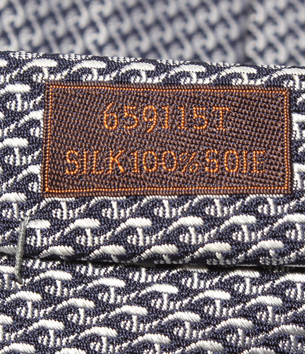 美品 HERMES ネクタイ シルク100％ 総柄 メンズ エルメス