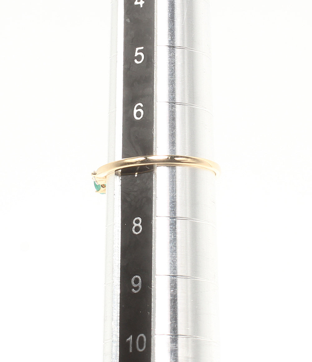 美品 STAR JEWELRY リング 指輪 K18 エメラルド ダイヤ 0.04ct レディース SIZE 7号 スタージュエリー