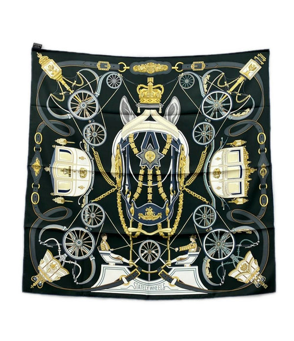 美品 エルメス スカーフ カレ90 シルク100% ステイトリー