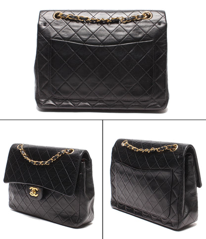 CHANEL チェーンショルダーバッグ 肩掛け 斜め掛け マトラッセ25 ゴールド金具 ダブルチェーン ダブルフラップ ラムスキン 1番台 レディース シャネル