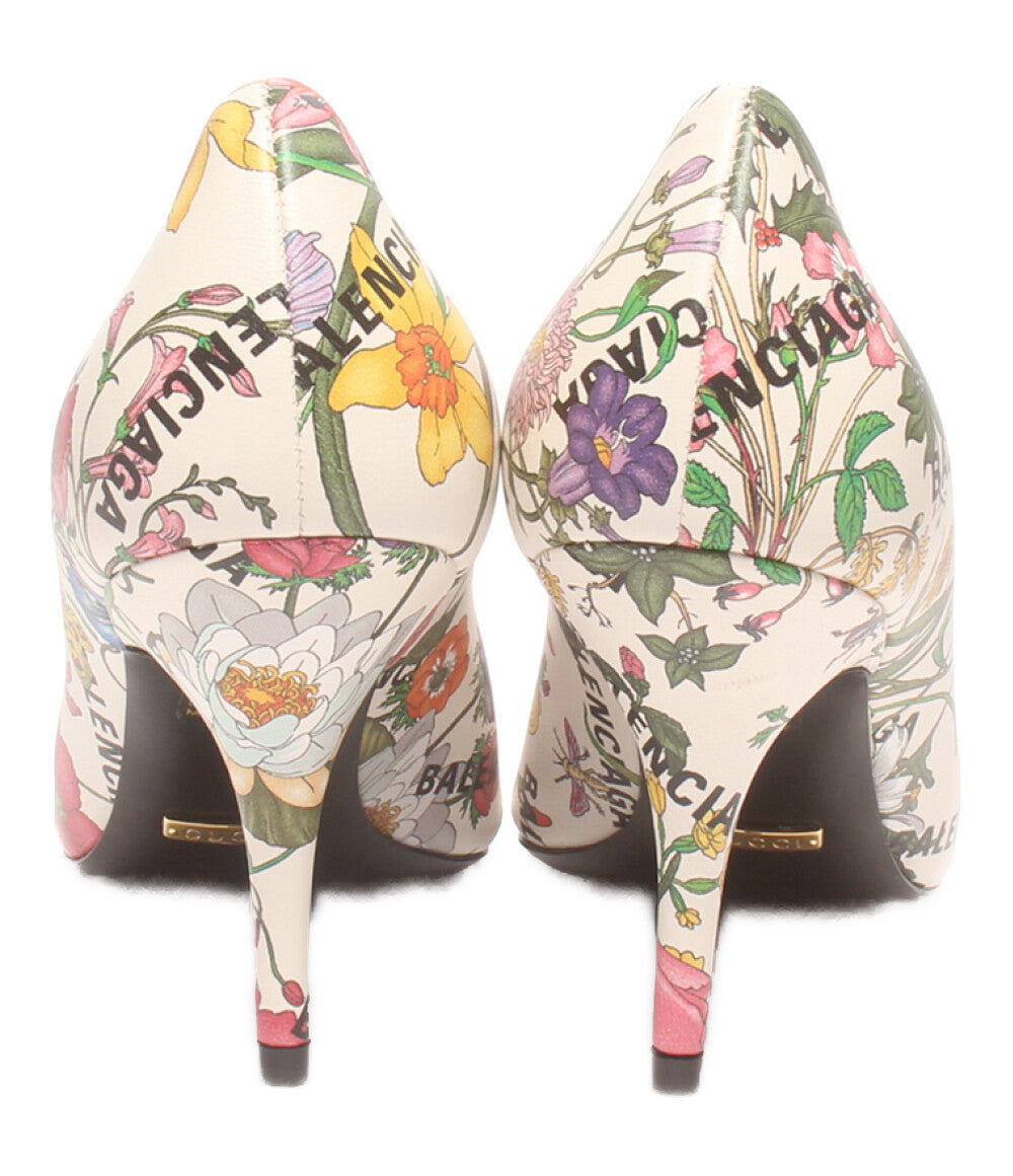 グッチ 美品 ポインテッドトゥパンプス ×Balenciaga 花柄 676558