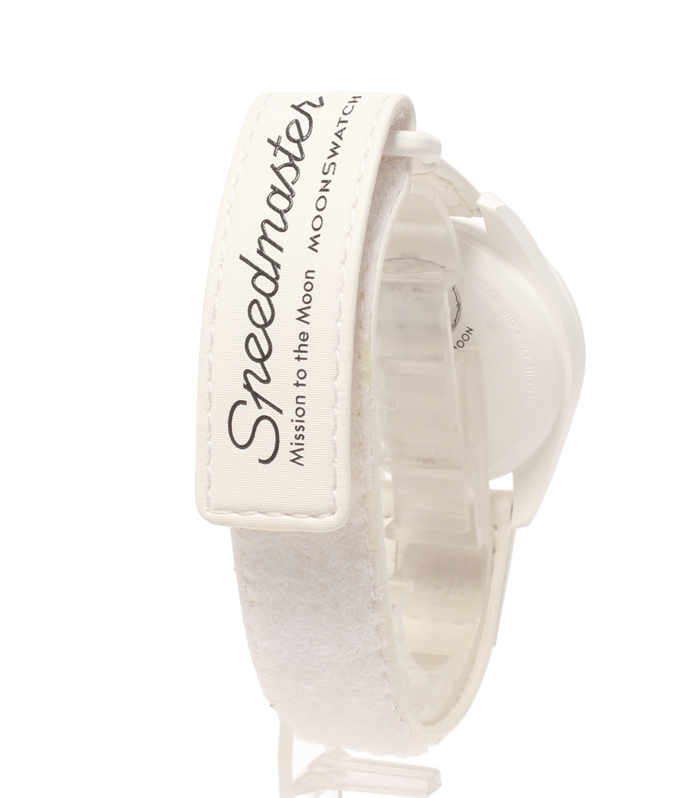 美品 Swatch OMEGA 腕時計 スヌーピー SNOOPY BIOCERAMIC MOONSWATCH MISSION TO THE MOONPHASE クオーツ ホワイト SO33W700 レディース メンズ