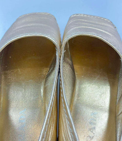 訳あり PRADA ピープトゥプラットフォーム エスパドリーユ 厚底 レディース SIZE 39 1/2 (XL) プラダ