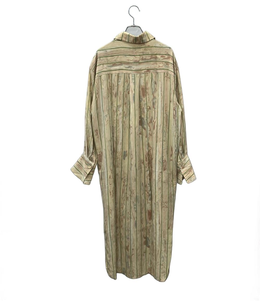 Mame Kurogouchi 長袖ワンピース シルク100% Marble Print Silk Shirt Dres MM22PS-DR704 レディース SIZE 2 (M) マメクロゴウチ