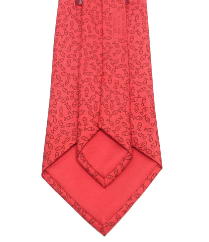 HERMES ネクタイ シルク100％ フィッシュ柄 メンズ エルメス