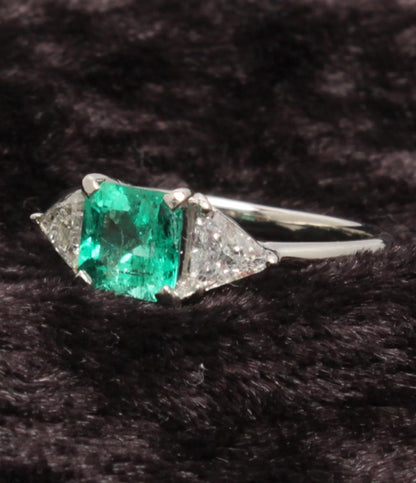 美品 リング 指輪 Pt900 エメラルド 0.85ct ダイヤ 0.634ct レディース SIZE 11号