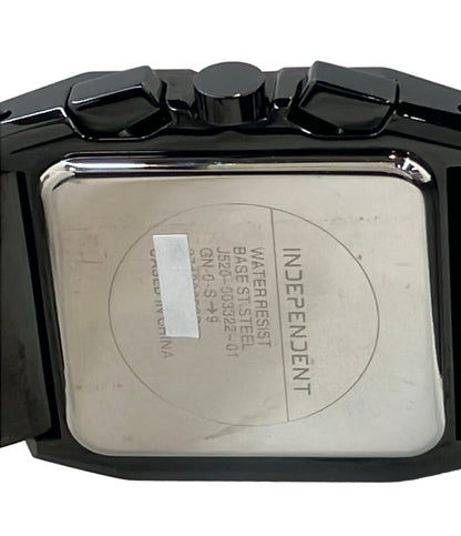 美品 INDEPENDENT 腕時計 クオーツ ブラック J520-003322 メンズ インディペンデント