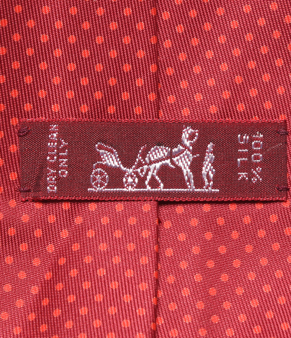 美品 HERMES ネクタイ シルク100％ ドット柄 メンズ エルメス