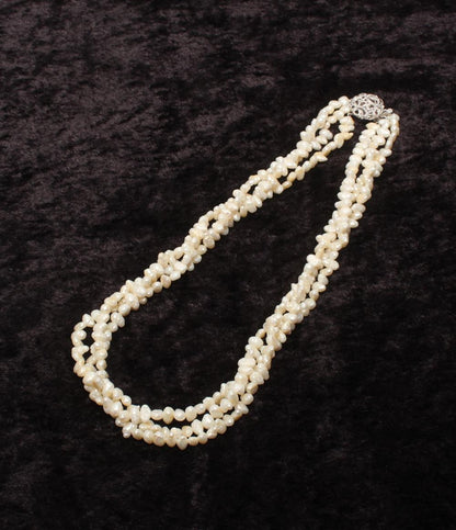 3連ネックレス 淡水パール レディース