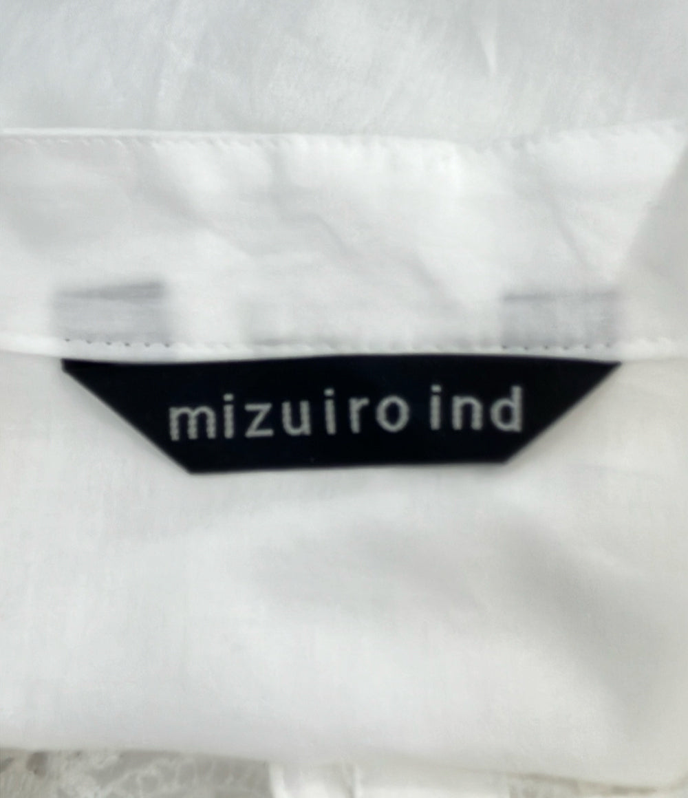 美品 mizuiro ind レース スタンドカラー ワイドブラウス レディース ミズイロインド