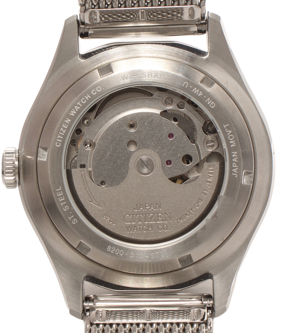 美品 CITIZEN 腕時計 自動巻き ホワイト 8200-S124573 メンズ シチズン